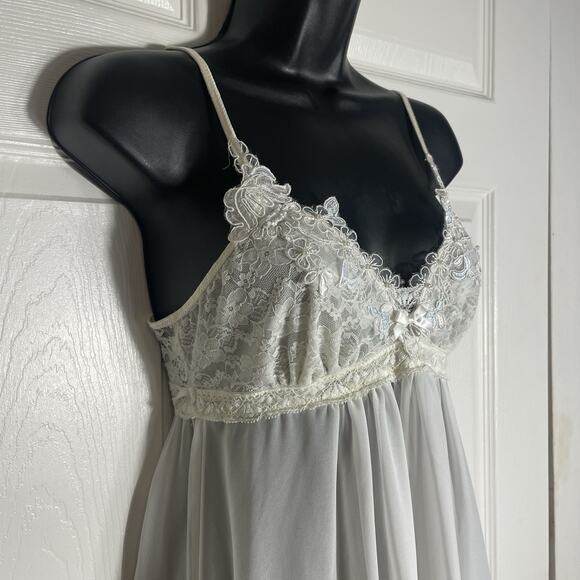 Vintage Y2K In Bloom Nightgown Women Small Beige Lace Bust Slip Dress Balletcore - Picture 3 of 9